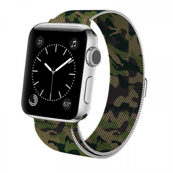 Wholesale Premium Color Stainless Steel Magnetic Milanese Loop Strap Wristband for Apple Watch Series 6 / SE / 5 / 4 / 3 / 2 / 1 Sport - 44MM / 42MM (Camouflage Green)